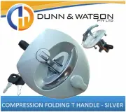 Silver Compression Folding T Lock / Handle (Trailer Caravan, Toolbox) Drop T