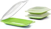 TATAY Cold Meat Containers for Fridge | Set of 3 Mini | Fridge Storage | Removable Lid, Stackable | Microwave, Freezer and Dishwasher Safe | BPA-Free, 12 x 3.1 x 18 cm, Colour Lime