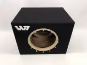 JL Audio 10W7 AE sealed subwoofer box with white plexi logo