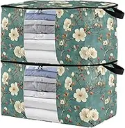 sanluoli 90L 2 Pack Under Bed Boot Storage with Reinforced Handles, clear window Bag Storage Organizer Closet