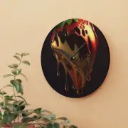 Strawberry dripping in gold design Acrylic Wall Clock