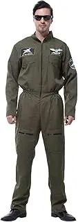 [ChangNanJun] Adult Flight Suit Pilot Costume Mens Jumpsuit Long-Sleeve Zipper Coveralls
