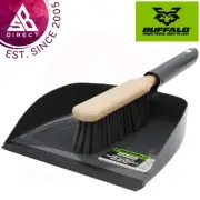 Buffalo Heavy Duty Metal Dustpan and Wooden Brush For Warehouses, Retail Stores