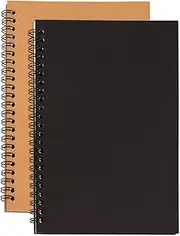 Notebooks, 2 Pcs A5 Spiral Blank Notebook, Memo Notepad Sketchbook for Office, School, Travel (Black, Brown)