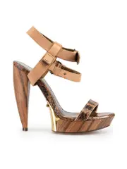 Brown Snake Embossed Platform Sandals