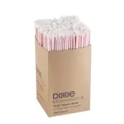 Box Of Clear Dixie 10.25” Plastic Straw jumbo red 500 pcs in case