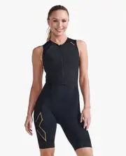 Light Speed Front Zip Trisuit, 2XU, XS, Black/Gold, Female