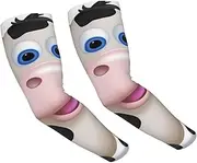 [FHEDVBN] Cartoon Milk Cow Arm Sleeves Compression Arm Covers for Men Women Outdoor Sun Sleeves Cooling Sports Sleeve, Black