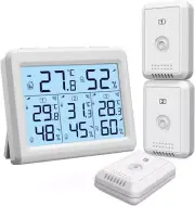 Digital Hygrometer Thermometer, Indoor Outdoor Thermometer with 3 Wireless Senso