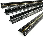 Solid Aluminum Triangular Architect Scale Ruler Set 4pcs, 3-Colors-Groove Architectural and Engineer Scale Metal Ruler Set, Scale Metal Drafting Rulers for Civil Engineer Blueprint