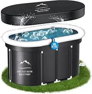 B&Y XL Oval Ice Bath Tub, Foldable Large Bathtub for Athletes, Portable Cold Plunge Tub for Cold Water Therapy at Home Outdoor Gym (Black-100x65x65cm)