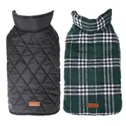 Reversible Waterproof Pet Dog Plaid Jacket Clothes green M