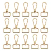 15Pcs Swivel Clasps, 0.78" D Ring Lobster Claw Push Gate Snap Hook, Gold