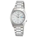 【SEIKO 精工】製 5號機械男錶 不鏽鋼錶帶 白 防水星期/日期顯示(SNKE93J1)