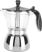 LeoLeoyy 6 Cups Stainless Steel Coffee Pot,Moka Pot Premium Crystal Glass Top Stovetop Moka Pot,Italian Octagonal Household Moka Pot