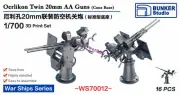 BUNKER WS70012 1/700 Scale Oerlikon Twin 20mm AA Guns (Cone Base)
