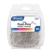 (C9) 100 pcs CLEAR Push Pins Transparent for Drawing Cork Board, Notes, Maps NEW
