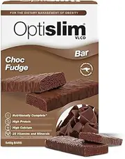 Optislim VLCD Meal Replacement Bar, High Pure Protein Bar, Low Carb Healthy Diet Snack, Low Sugar Snacks with 25 Vitamins & Minerals, Choc Fudge Flavor, 5 x 60g