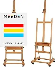 MEEDEN Large Studio H-Frame Easel - Solid Beech Wood Artist Easel Adjustable Movable Tilting Easel, Floor Painting Easel Stand, Holds Canvas Art up to 48"