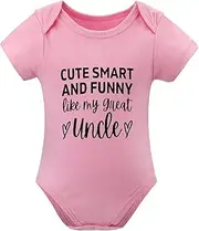 [WOOYONGING] Cute Smart And Funny Like My Great Uncle Baby Onesie Newborn Short Sleeve Gender Neutral Going Home Outfit Newborn