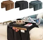 DZOZO Sofa Chair Couch Armrest Organizer Remote Control Holder Caddy Handset Holder Armchair Storage Bag with Cup Holder for Tablet, Phone, Pad, Book, Magazines, 6 Pockets