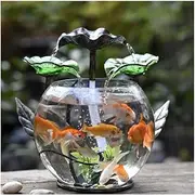 Landscape Tabletop Fountain，Ceramic+Glass Desktop Fountain Circulating Flowing Water Cascading Creative Gift (Color : 12.2in)