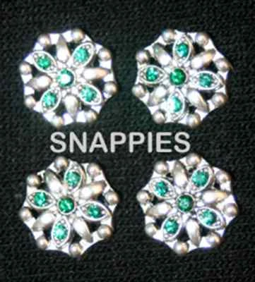 Snappies EMERALD multi crystal pinwheel magnetic number pins SADDLE SEAT WESTERN