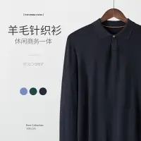 在飛比找樂天市場購物網優惠-2021新款翻領長袖POLO衫男士高端潮流時尚百搭羊毛商務休