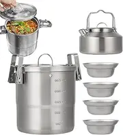 Backpacking Cooking Set,Pot Bowls Set | Survival Equipment for Lawn Hiking Backpacking Family Backyard Adults Picnic Travel