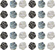 [ccHuDE] 50 Pcs 18mm Resin Rose Flowers Small Flatback Flower Charms Decorative Floral Charms Flat Back Craft Flowers Mini Cabochon Charms for DIY Crafting C, diameter 18 mm, Metal, No Gemstone
