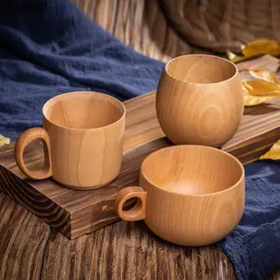 熱銷︱日式木杯木質杯子 隨手復古簡約牛奶隔茶杯 大肚木頭水杯 手工酒杯