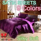 KING SINGLE BURGUNDY HIGH QUALITY SOFT SATIN 3PCS BED SHEET SET RRP $157