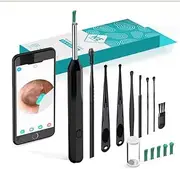 Ear Wax Removal Tool with Camera, Earwax Removal Kit with 6 LED Light, Earwax Removal Kit with Light, 1296P HD Otoscope Ear Cleaner, Ear Camera with 6 Ear Spoon - Ear Cleaner for iOS & Android