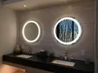 2 LARGE ROUND LED Bathroom Make-Up Mirror - Wall Mount Backlit LED 63cm x 3.5cm