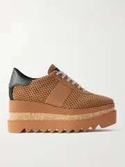 [Stella McCartney] Stella McCartney - Sneak-elyse Alter Canvas And Grosgrain-trimmed Perforated Platform Sneakers - Tan - IT40 IT 40 Brown