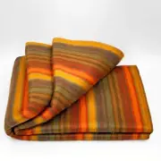 SOFT&WARM GOLDEN ORANGE SUMMER STRIPED ALPACA LLAMA WOOL BLANKET QUEEN BED SOFA
