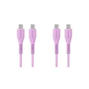 2x Microdia Fruitywire Liquid Silicon PD100W USB-C Charging Cable 1.3m Lavender