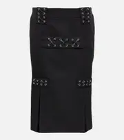 [Alessandra Rich] Alessandra Rich Embellished low-rise midi skirt AU 6 black