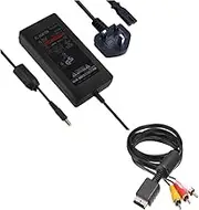 Childhood AC Power Adapter Charger UK Plug Power Supply With AV Audio Video Cable Cord for Playstation 2 PS 2 70000 System