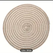 Dollhouse Miniature Beige 7 Inch Round Turkish Handwoven Rug Circle Carpet Nice