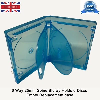 4 x Blu ray 6 Way Case 25mm Spine Holds 6 Disks Replacement Cover High quality