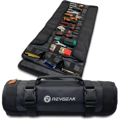 25 Pocket Tool Roll Organizers,1680D PVC Wrench Tool Roll up Bag,Heavy Duty R...