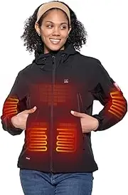 [DEWBU] Heated Jacket for Women with 12V Battery Pack Winter Outdoor Soft Shell Electric Heating Coat