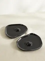 [ANISSA KERMICHE] ANISSA KERMICHE - Tatas Set Of Two Earthenware Plates - Black - One size One size Black