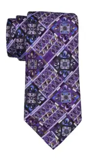 Emilio Pucci Purple Tapestry Patches Artsy Tie