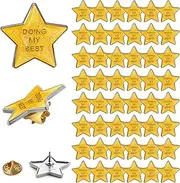 Unittype 48 Pcs Golden Star Pins Employee Appreciation Gifts Bulk Doing My Best Lapel Enamel Pin Glittery Star Buttons Pins Gifts for Women Graduation Students Volunteers nurse