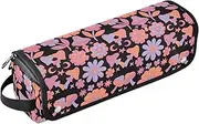 [sanluoli] Hair Tools Travel Bag and Heat Resistant Mat with Zipper Carrying Case Flat Curling Iron Waterproof Organizer Ethnic Boho Floral Orange Mushroom Travel Essentials for Women