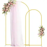 Metal Arch Backdrop Stand Set of 2 Wedding Arch Stand 7.2FT & 7.2FT, 6FT Gold