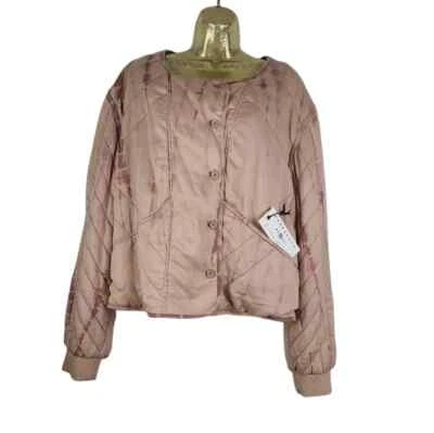 NWT Anthropologie Marrakech Quilted Tie-Dye Bomber Chore Jacket Button Front LG