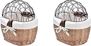 Binxind 2X Cat Dog Bicycle Front Handlebar Basket Pets Seat Handwoven Wicker Road Bike Basket Pet Cat